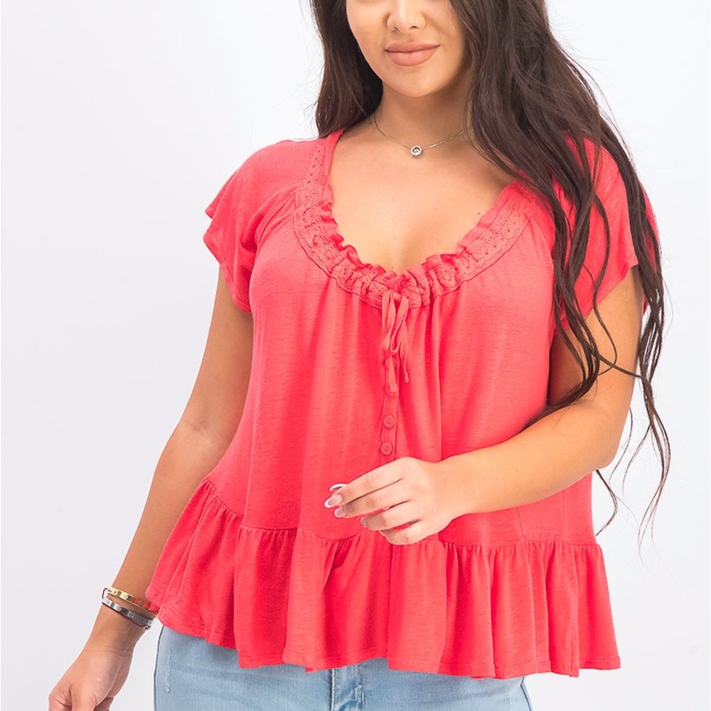 Free People Charlie Swing Tee In Camelia. Size medium